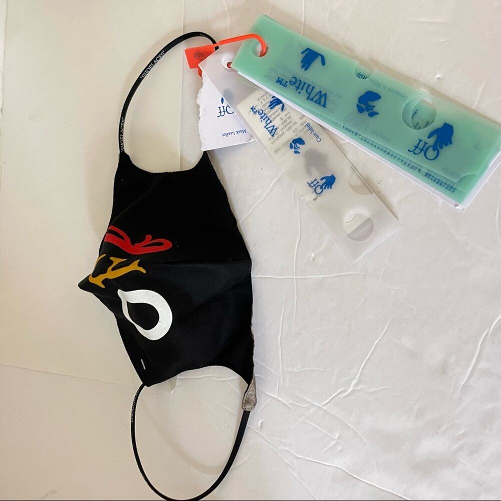 Off White Black Multicolor Typo Mix Print Face Mask NWT - Picture 7 of 8